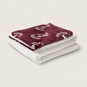 NEW PINK Victoria's Secret HARD TO FIND Deep Purple Plush/Sherpa Blanket